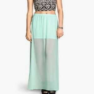 H&M mint green sheer maxi skirt